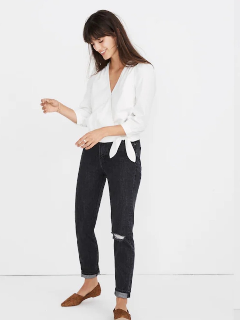 Madewell Women’s Wrap Top v-neck in Creamy White New w Tag size XS